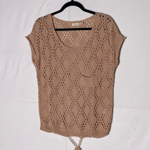 5/$25 Blue Bird Nude Open Knit Tie Waist  Sweater M - Picture 2 of 14